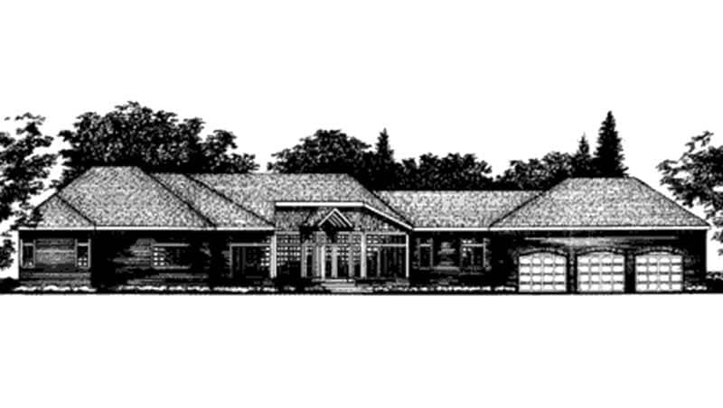 Front view of Ranch home (ThePlanCollection: House Plan #146-2220)