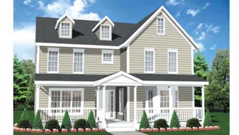 Front view of Colonial home (ThePlanCollection: House Plan #146-2247)