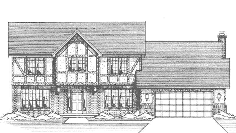 Front view of Colonial home (ThePlanCollection: House Plan #146-2251)