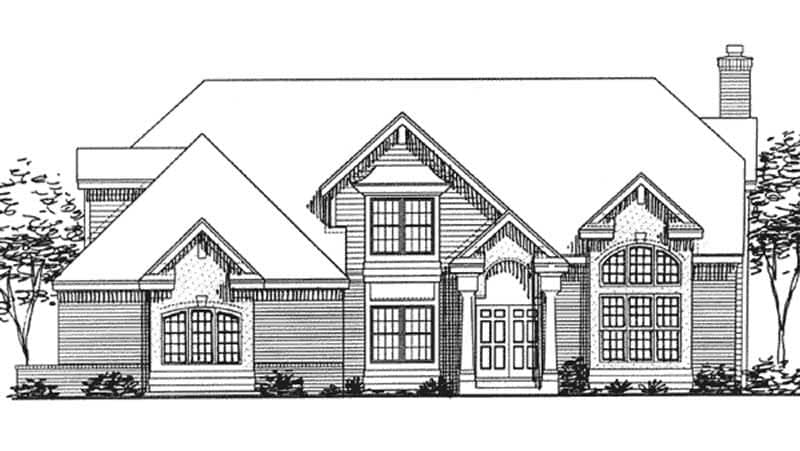 Front view of European home (ThePlanCollection: House Plan #146-2287)