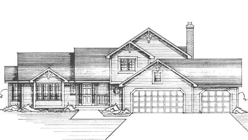Front view of Country home (ThePlanCollection: House Plan #146-2355)