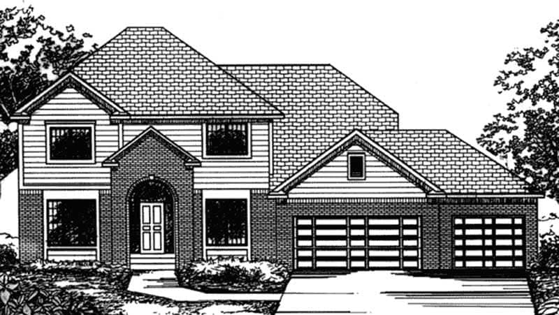 Front view of Colonial home (ThePlanCollection: House Plan #146-2369)