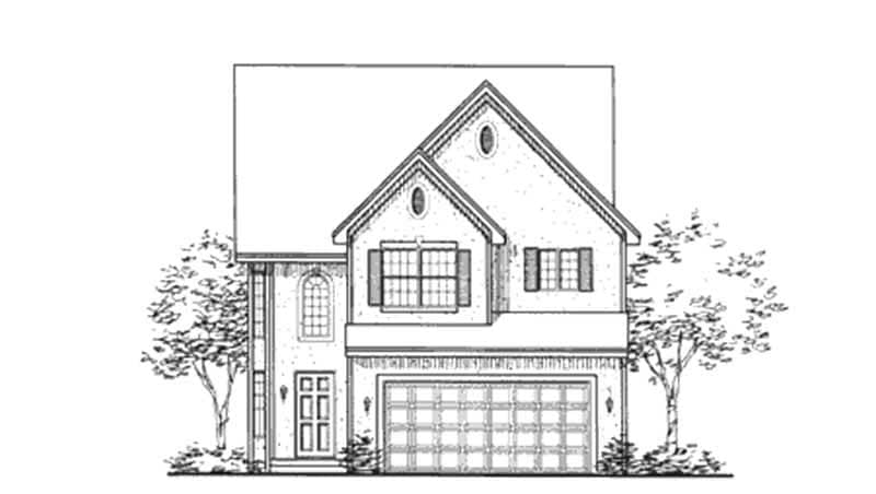 Front view of European home (ThePlanCollection: House Plan #146-2371)