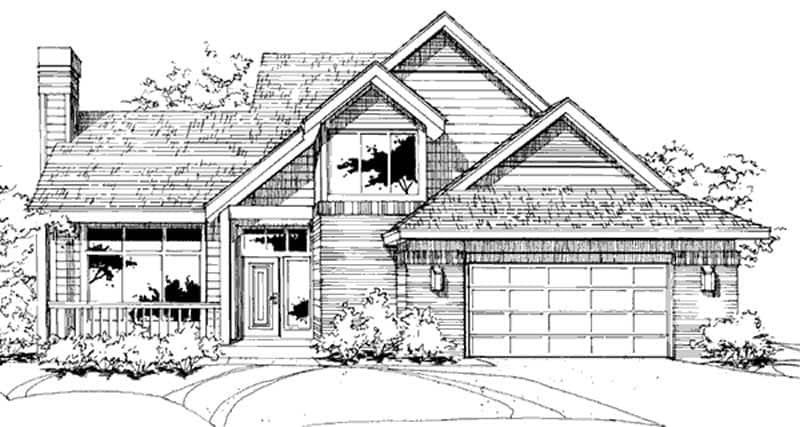Front view of Contemporary home (ThePlanCollection: House Plan #146-2490)