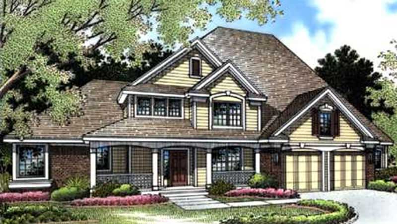 Front view of Country home (ThePlanCollection: House Plan #146-2492)