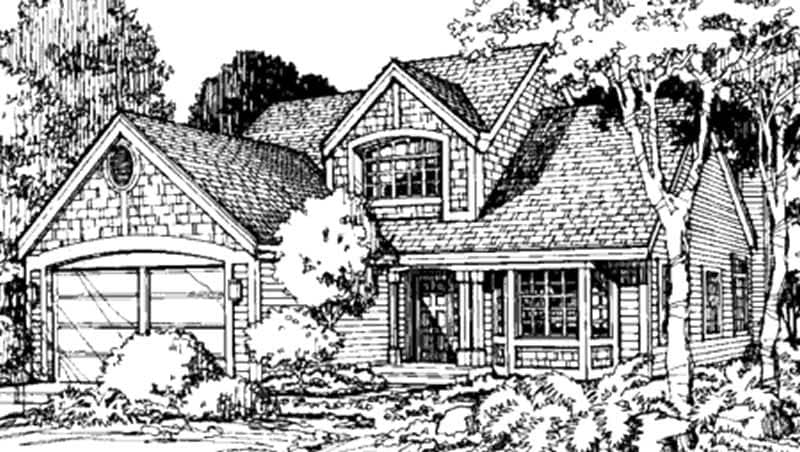 Front view of Contemporary home (ThePlanCollection: House Plan #146-2513)