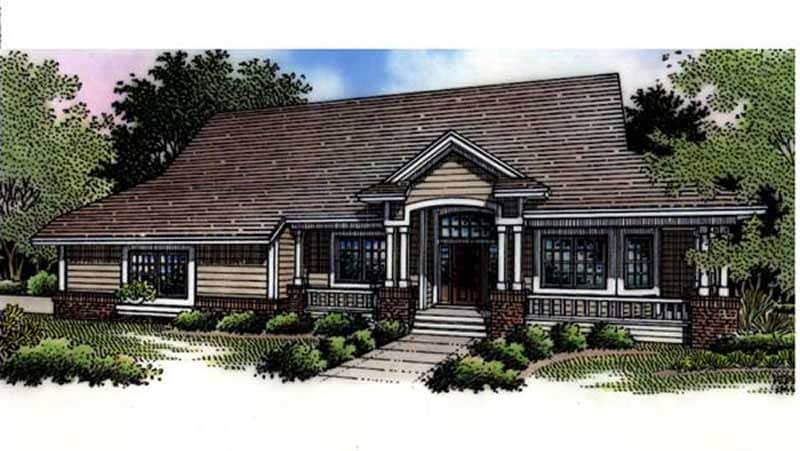 Front view of Country home (ThePlanCollection: House Plan #146-2527)