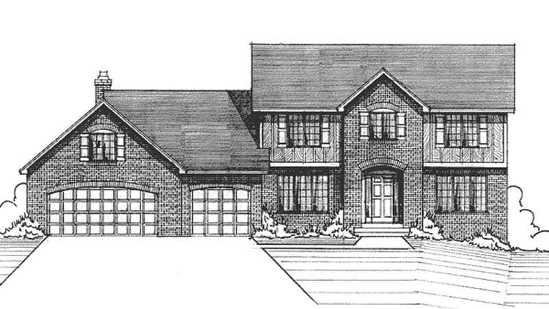 Front view of Colonial home (ThePlanCollection: House Plan #146-2568)