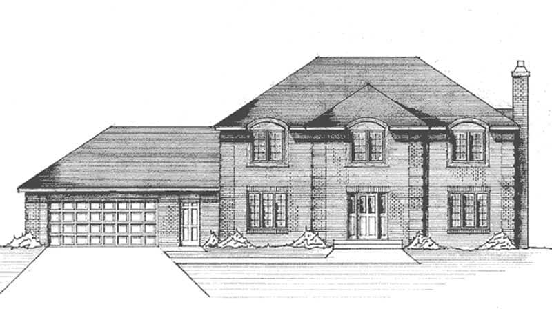 Front view of Colonial home (ThePlanCollection: House Plan #146-2644)