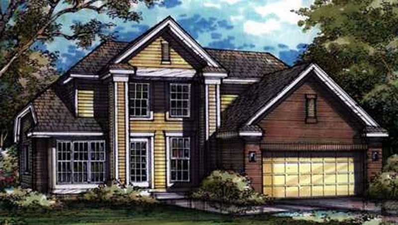 Front view of European home (ThePlanCollection: House Plan #146-2670)