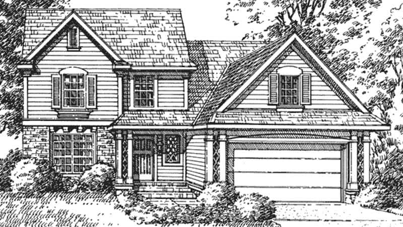 Front view of Country home (ThePlanCollection: House Plan #146-2680)