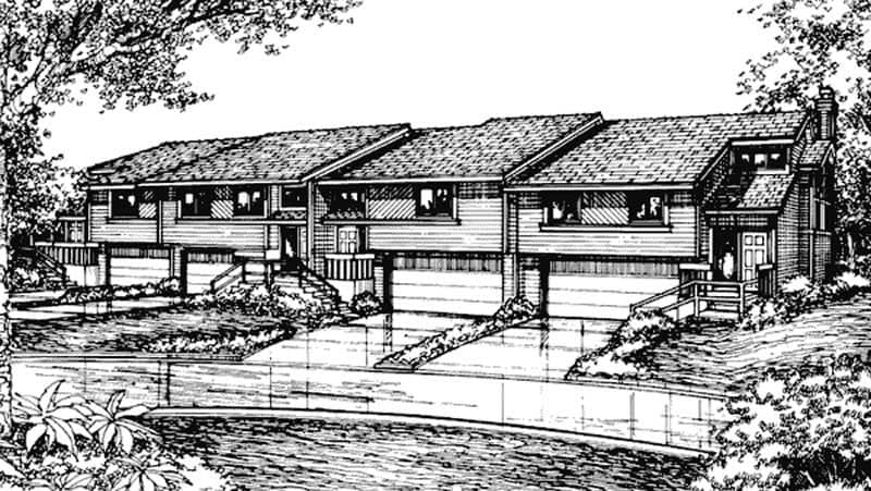 Front view of Duplex/Multi-Unit home (ThePlanCollection: House Plan #146-2685)