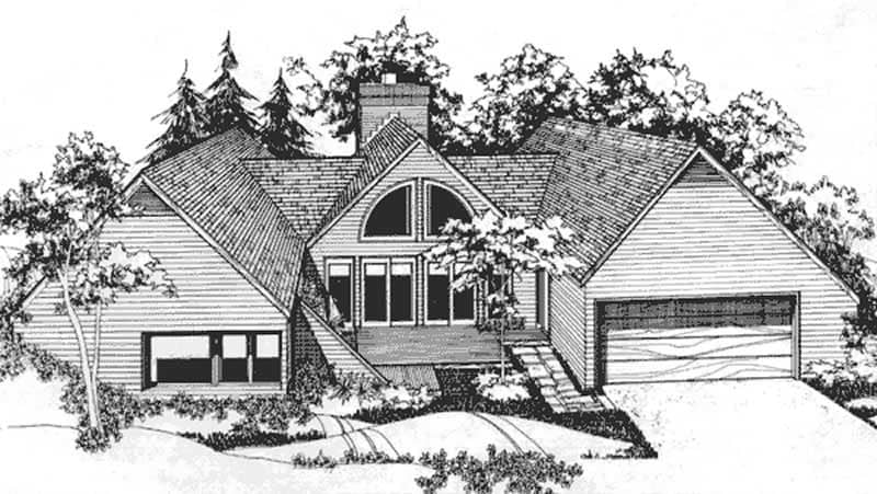 Front view of Contemporary home (ThePlanCollection: House Plan #146-2719)