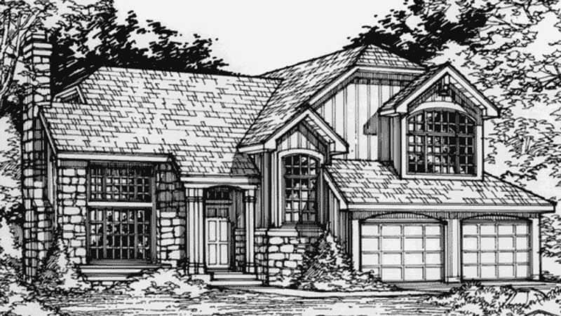 Front view of Country home (ThePlanCollection: House Plan #146-2724)