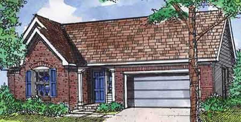 Front view of Ranch home (ThePlanCollection: House Plan #146-2744)