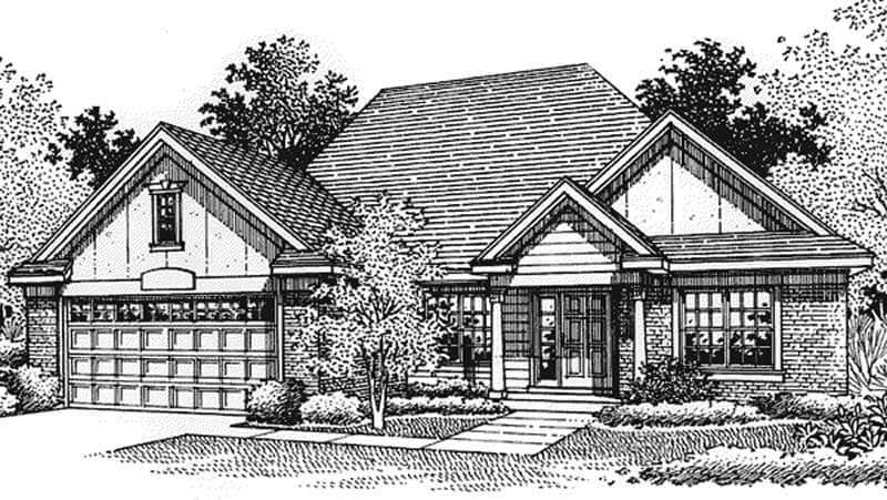 Front view of European home (ThePlanCollection: House Plan #146-2793)