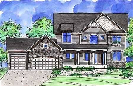 Front view of Country home (ThePlanCollection: House Plan #146-2796)