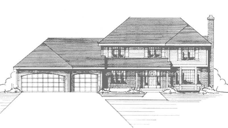 Front view of Colonial home (ThePlanCollection: House Plan #146-2870)