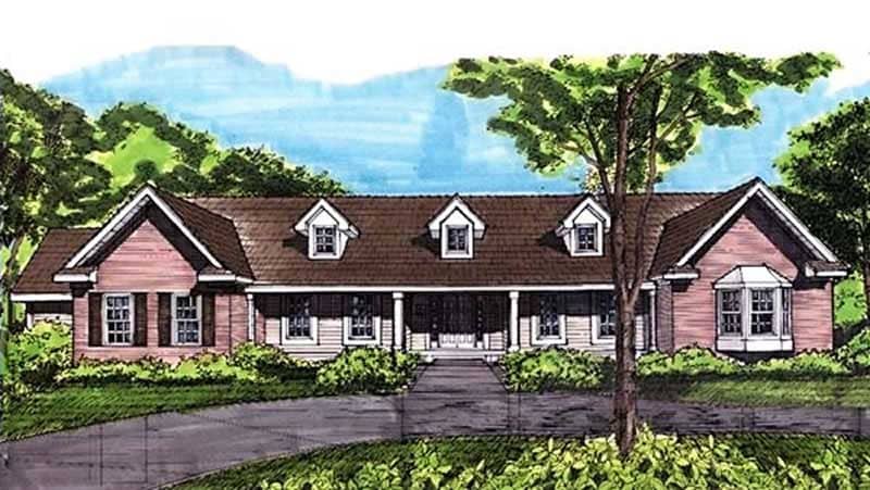 Front view of Country home (ThePlanCollection: House Plan #146-2992)