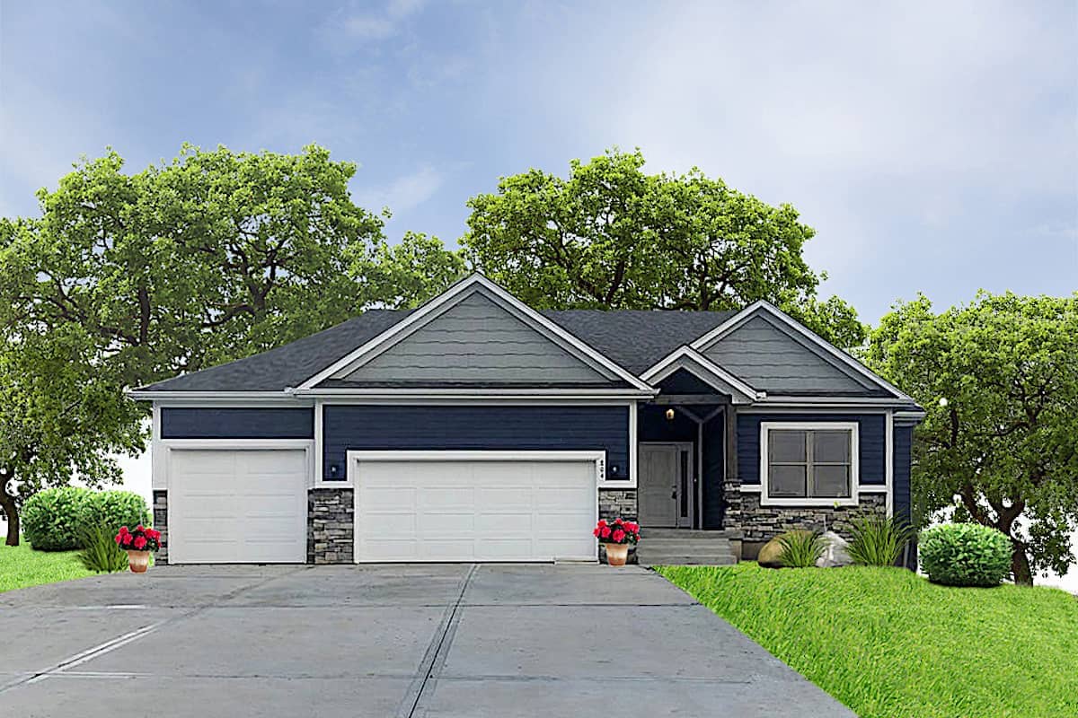 Ranch home (ThePlanCollection: Plan #147-1165)