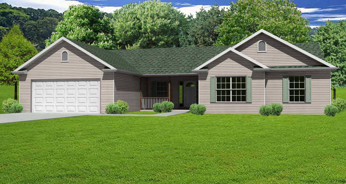 This is the front elevation of these Ranch Homeplans.