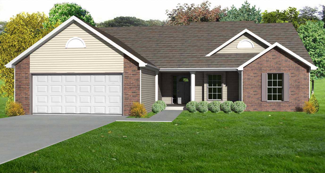 This is the front elevation for these Traditional Home Plans.
