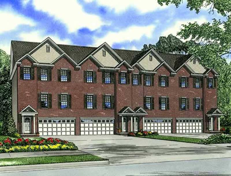 Front elevation of Multi-Unit home (ThePlanCollection: House Plan #153-1002)