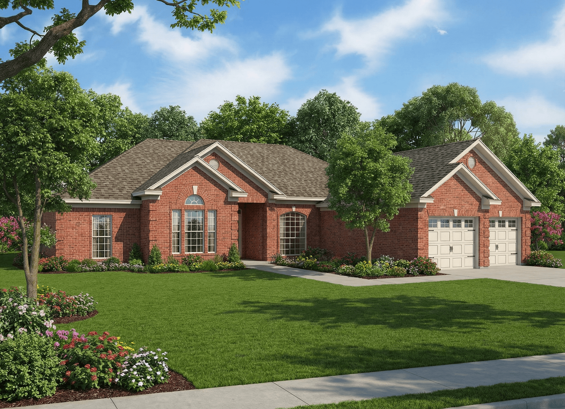 Front elevation of Ranch home (ThePlanCollection: House Plan #153-1012)