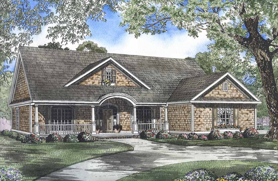 Front elevation of Country home (ThePlanCollection: House Plan #153-1022)