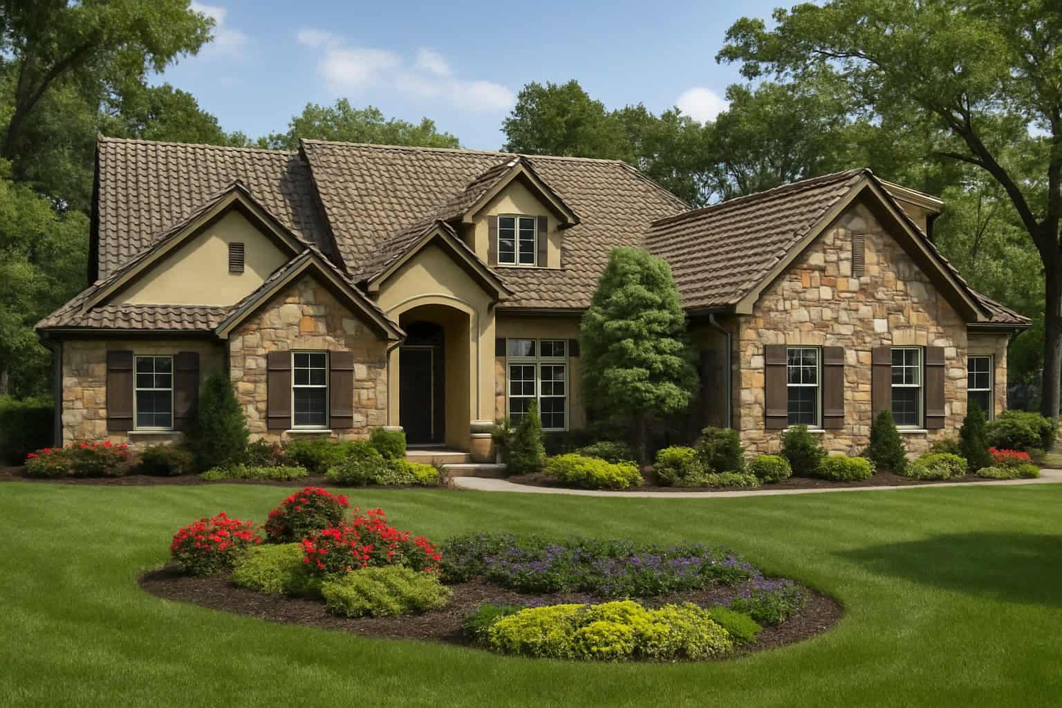 Front elevation of Tuscan home (ThePlanCollection: House Plan #153-1024)