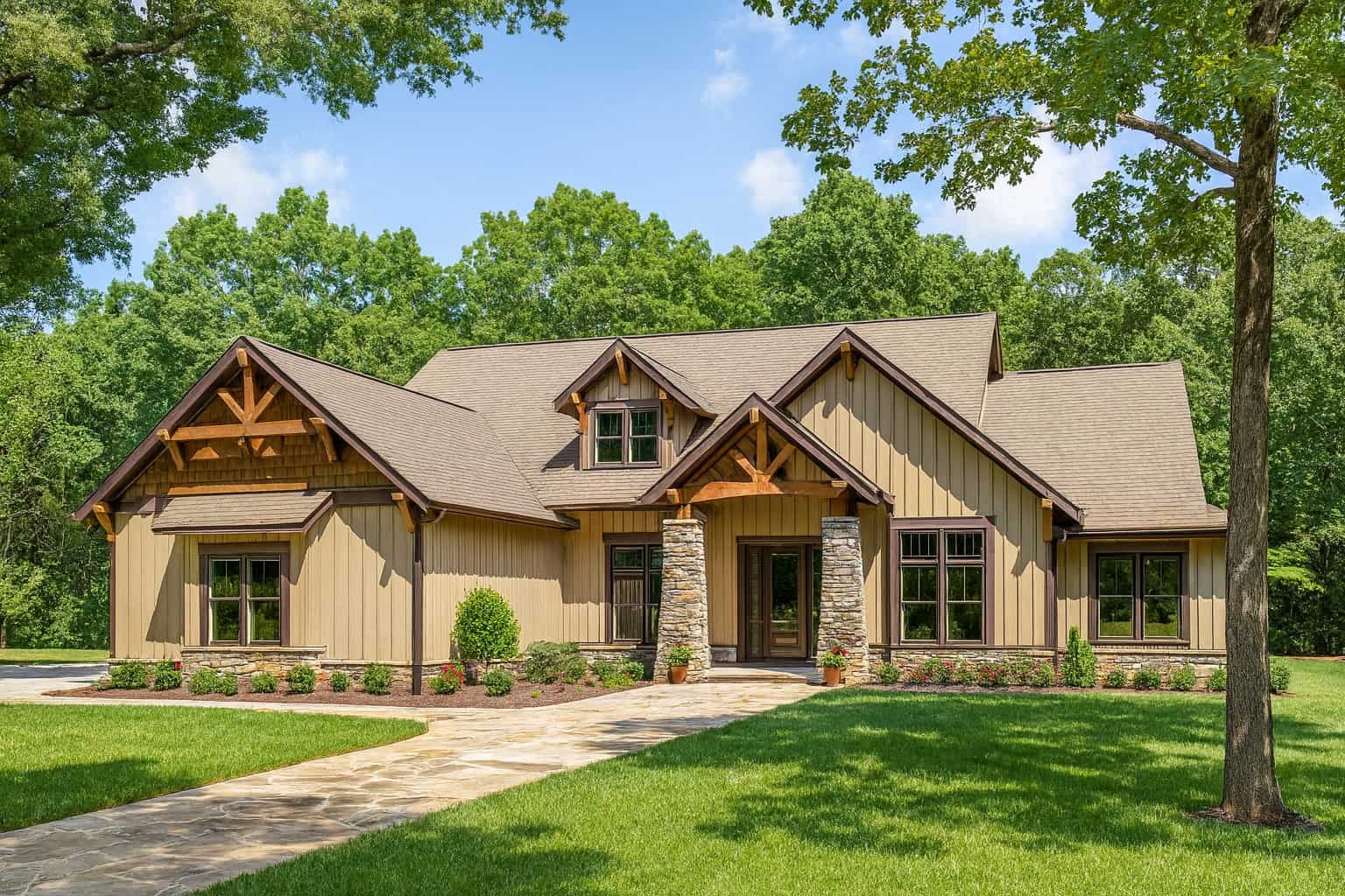 Front elevation of Rustic home (ThePlanCollection: House Plan #153-1031)