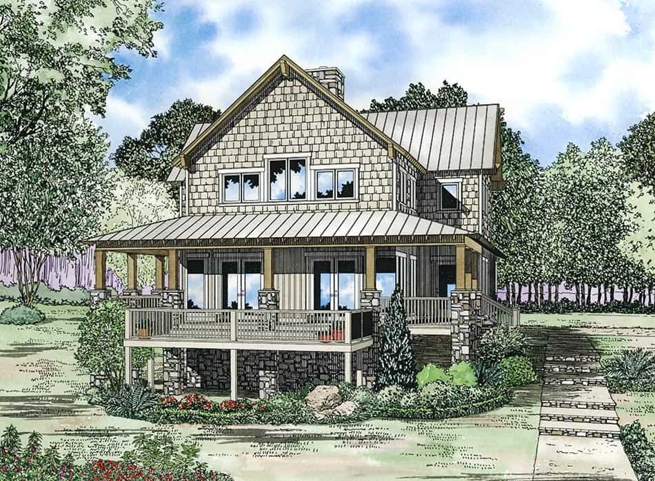 Front elevation of Rustic home (ThePlanCollection: House Plan #153-1060)