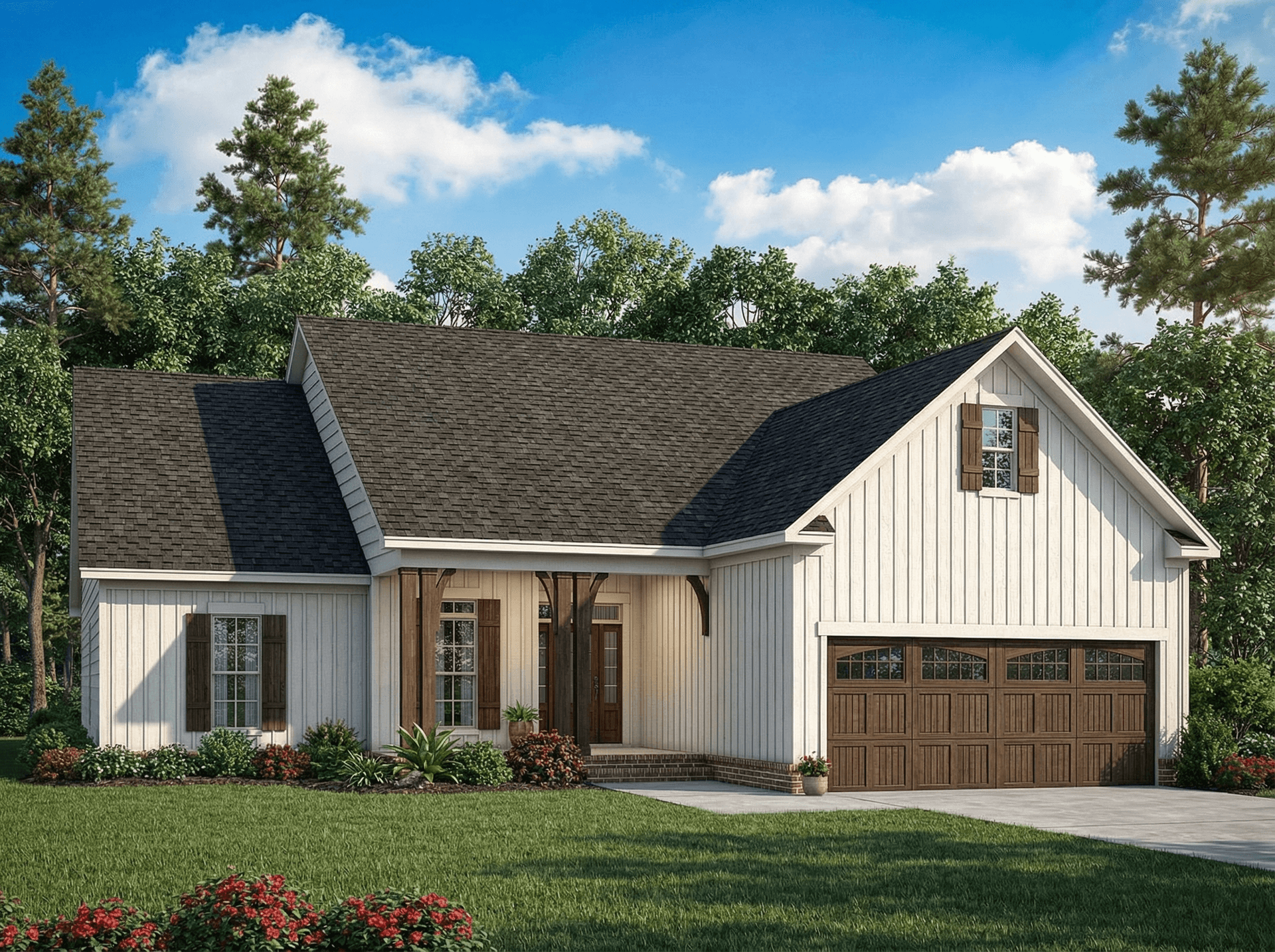 Front elevation of Ranch home (ThePlanCollection: House Plan #153-1122)