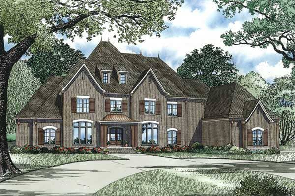 This is the front elevation of these European House Plans.