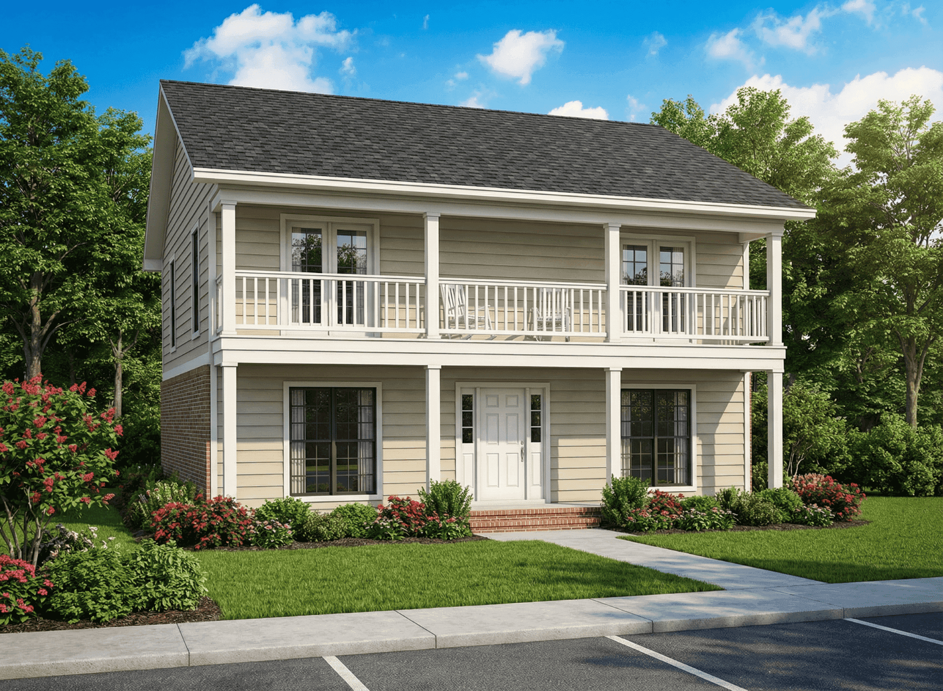 Color rendering of Multi-Unit home floor plan (ThePlanCollection: House Plan #153-1385)