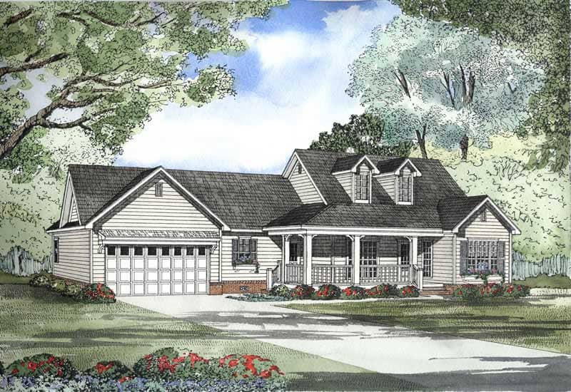 This is a beautiful rendering of these Cape Cod House Plans.