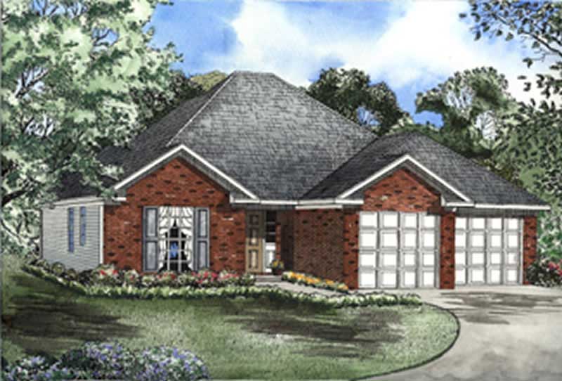 Front elevation of European home (ThePlanCollection: House Plan #153-1504)