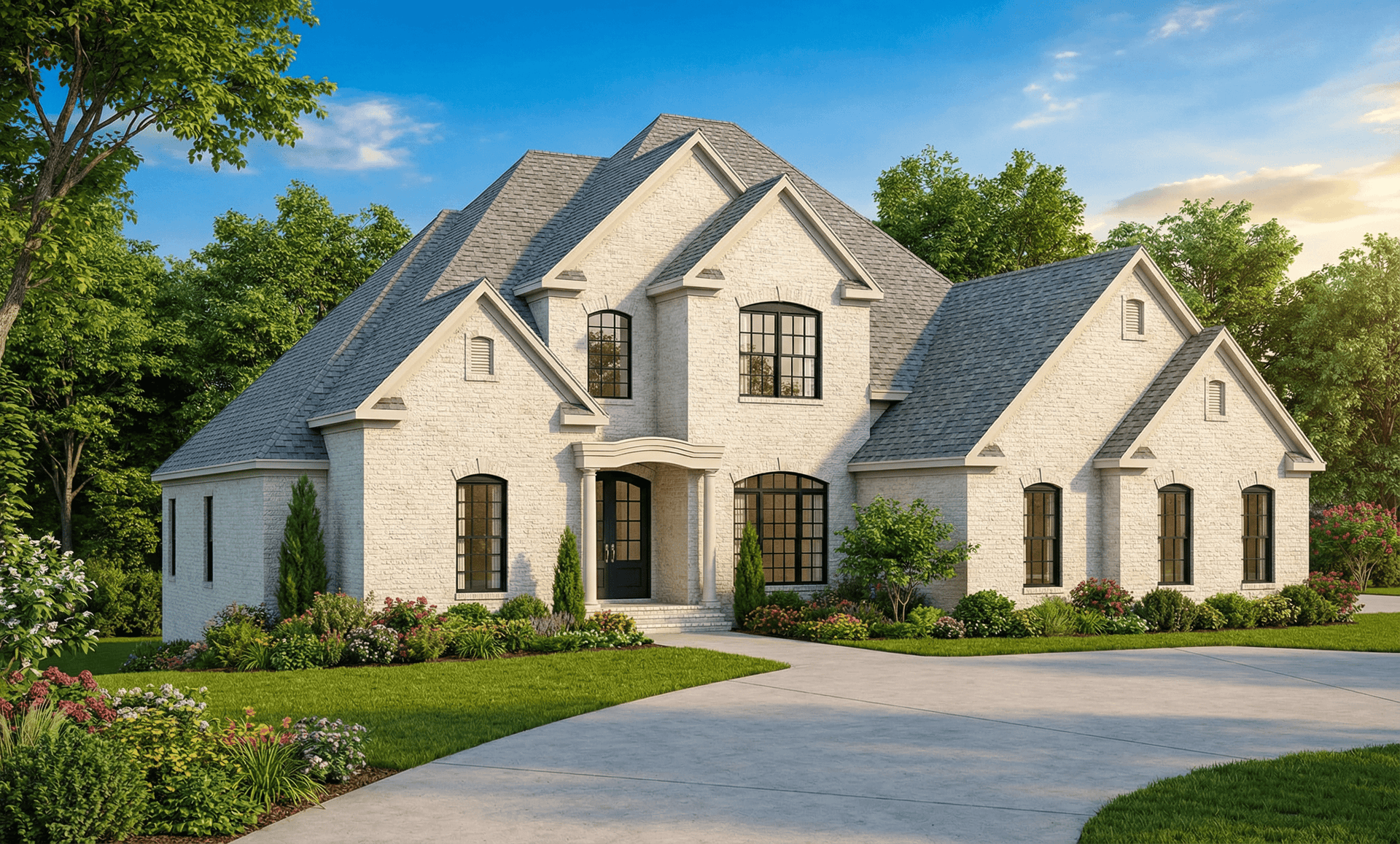 Front elevation of European home (ThePlanCollection: House Plan #153-1543)