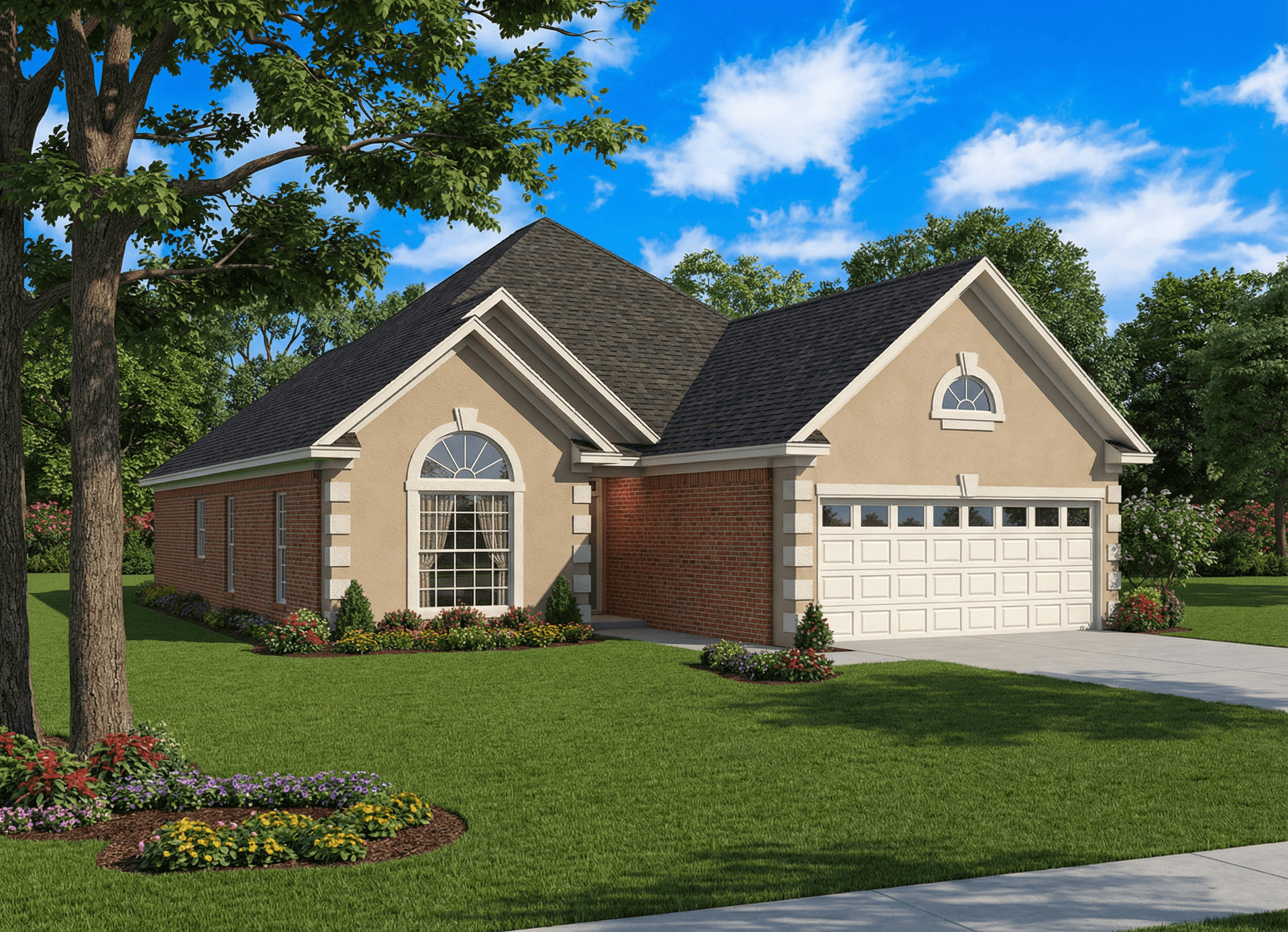 Ranch style house (ThePlanCollection: Plan #153-1614)