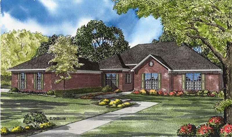 Front elevation of European home (ThePlanCollection: House Plan #153-1616)