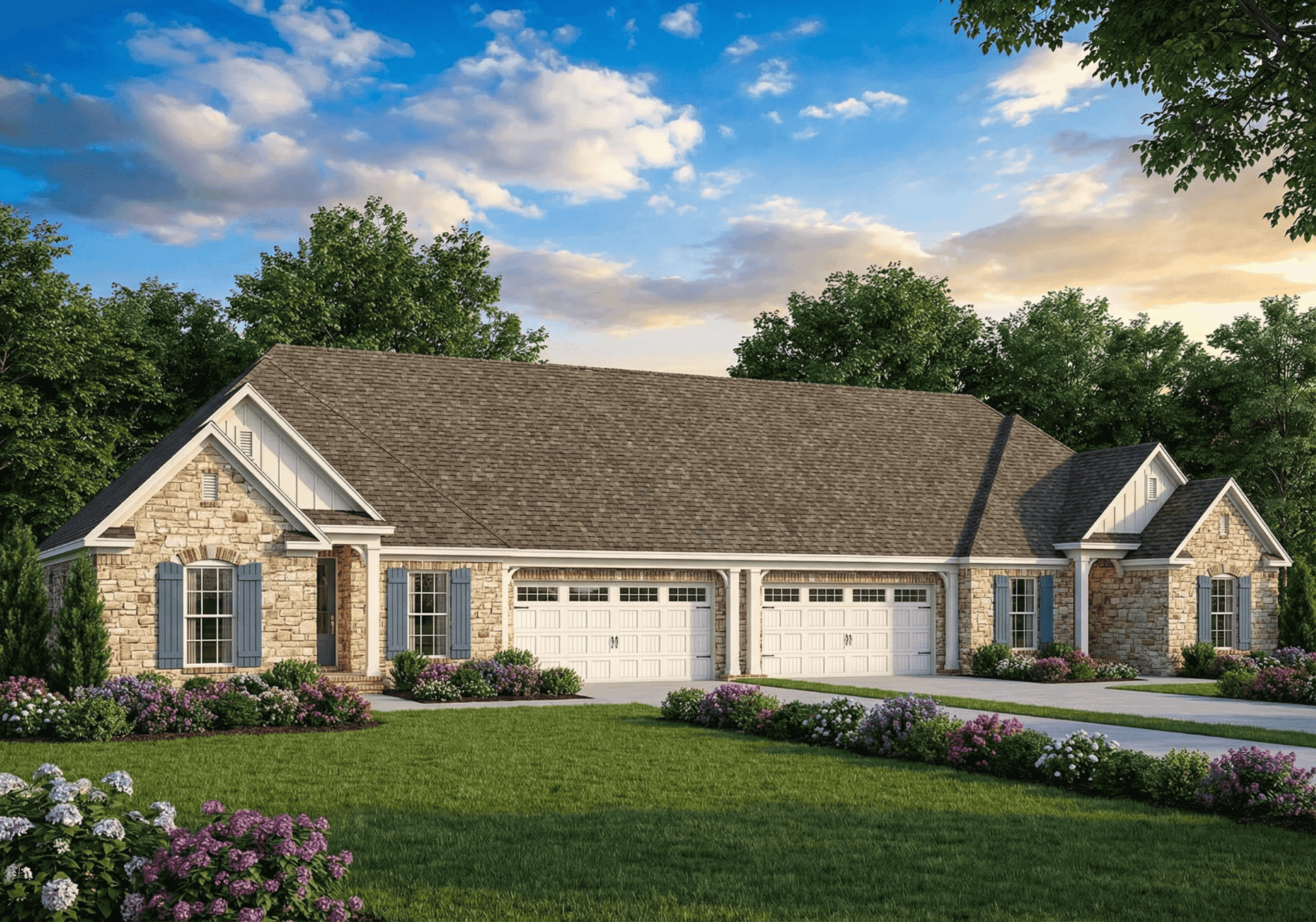 Front elevation of Duplex/Multi-Unit home (ThePlanCollection: House Plan #153-1622)