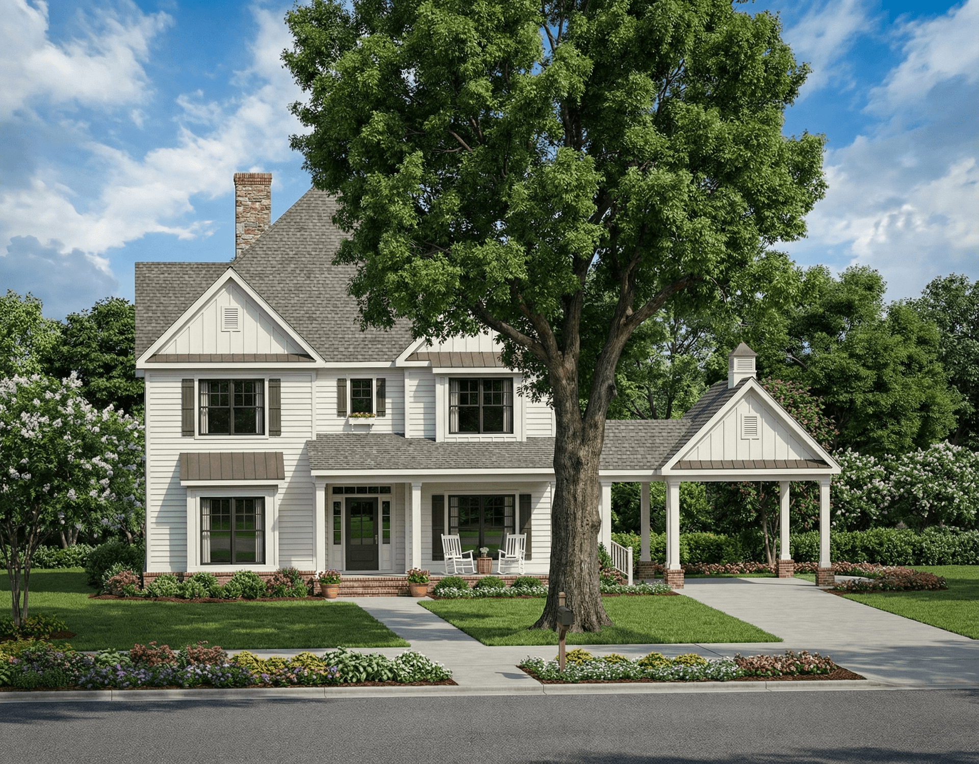 Front elevation of Colonial home (ThePlanCollection: House Plan #153-1688)