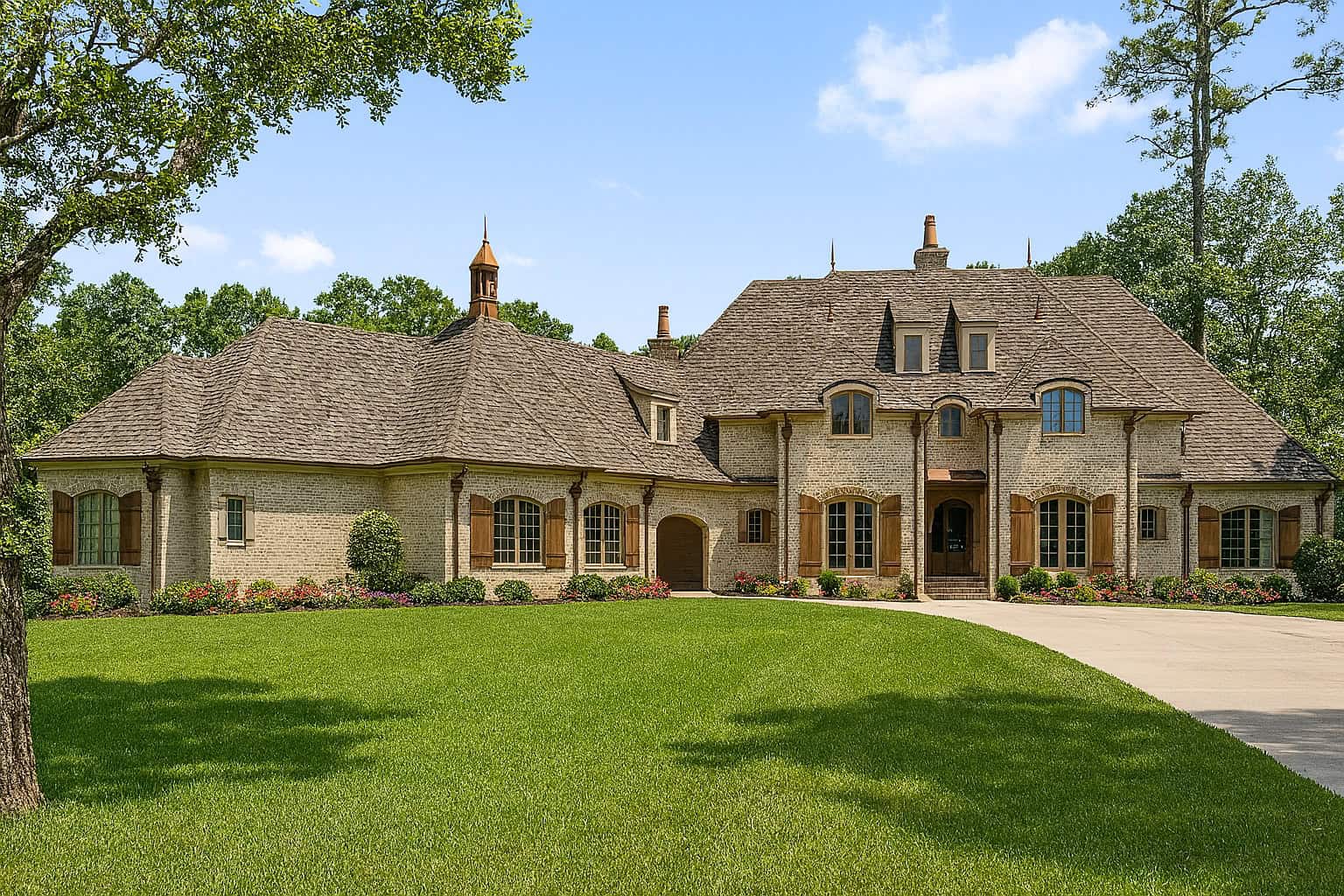 This is a colored rendering of these Luxury Houseplans.