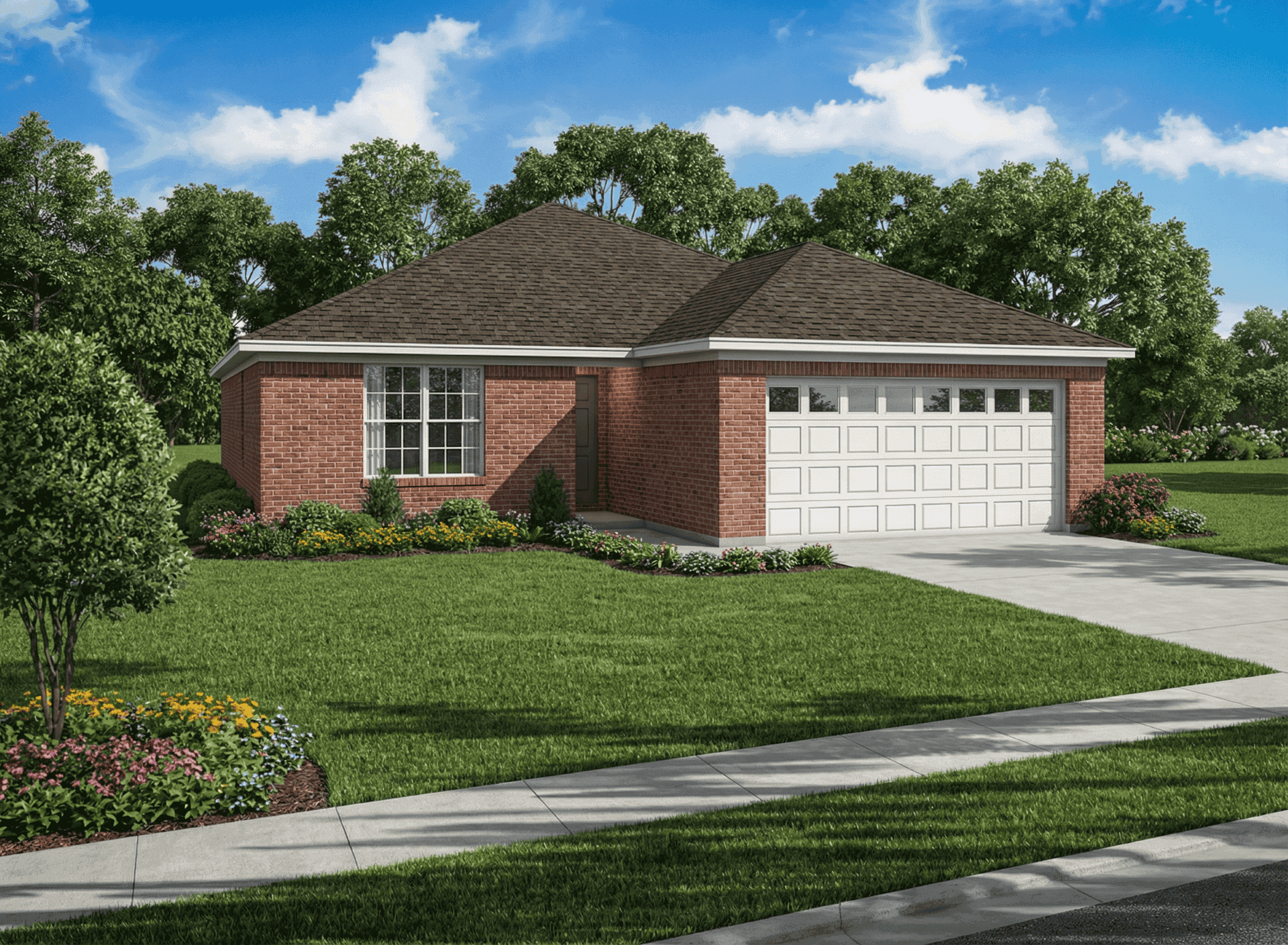 Front elevation of Ranch home (ThePlanCollection: House Plan #153-1736)