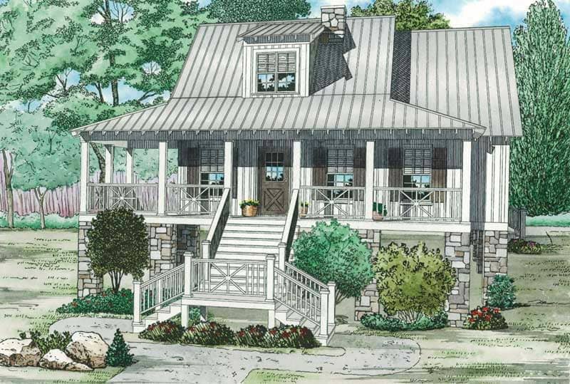 Front elevation of Country home (ThePlanCollection: House Plan #153-1752)
