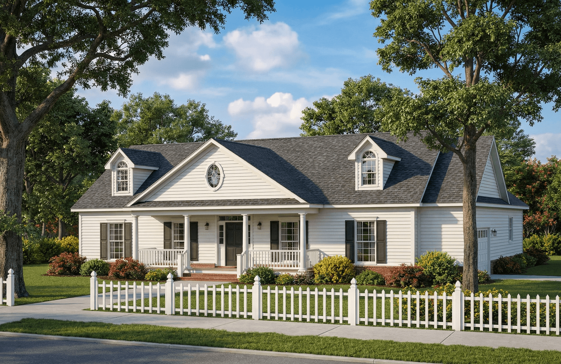 Front elevation of Ranch home (ThePlanCollection: House Plan #153-1765)