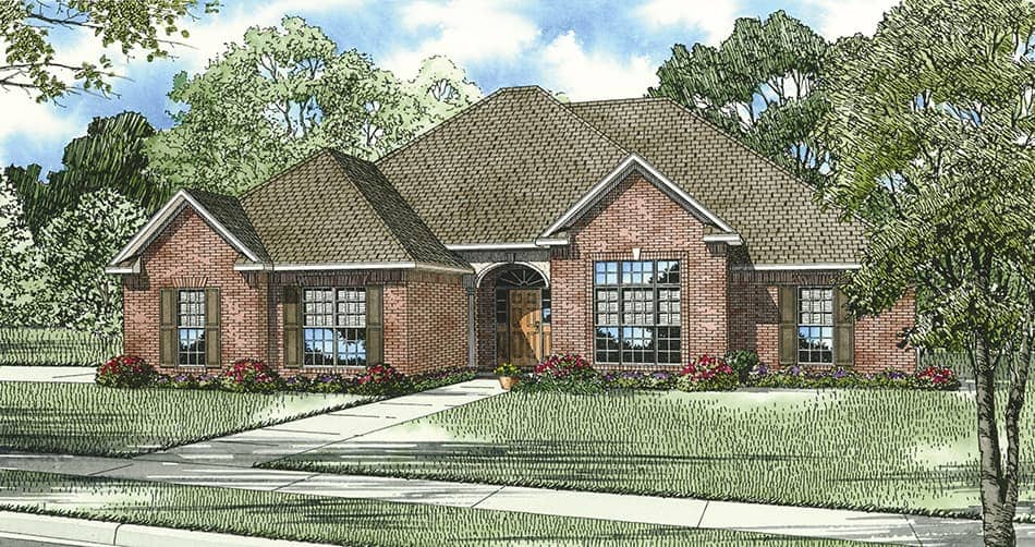 Front elevation of Ranch home (ThePlanCollection: House Plan #153-1826)