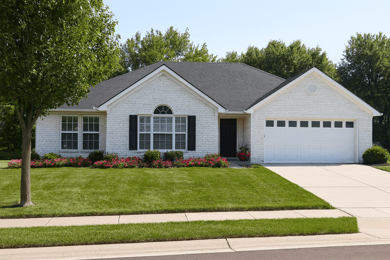 Front elevation of Ranch home (ThePlanCollection: House Plan #153-1859)