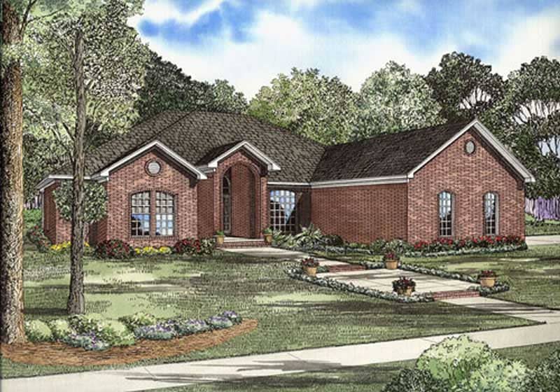 Front elevation of Ranch home (ThePlanCollection: House Plan #153-1864)