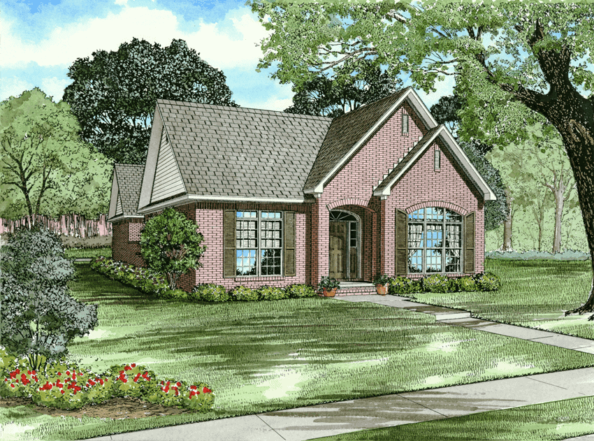 Front elevation of Ranch home (ThePlanCollection: House Plan #153-1874)
